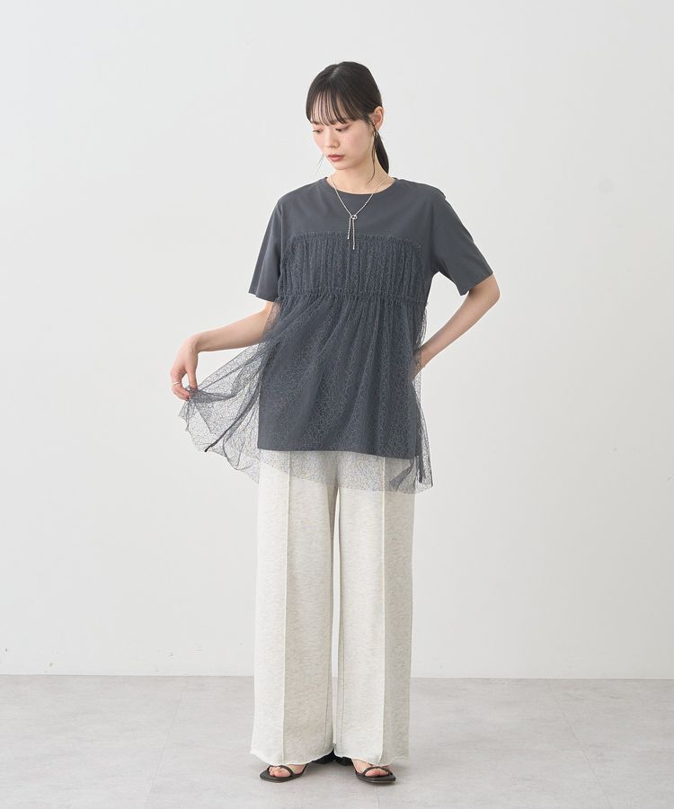 earth music&ecology「ニュアンス柄レースドッキングプルオーバー」|Tシャツ・カットソー|