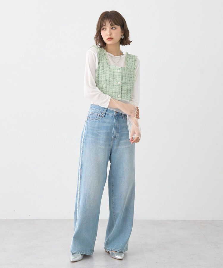 earth music&ecology「ワイドフリンジデニムパンツ」|デニム|