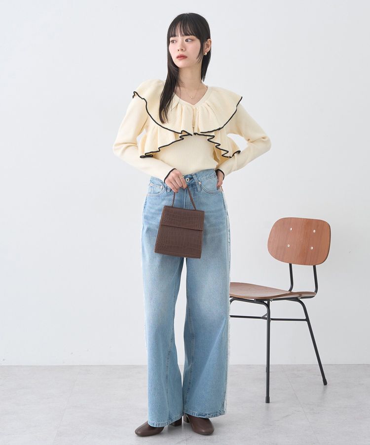 earth music&ecology「ワイドフリンジデニムパンツ」|デニム|