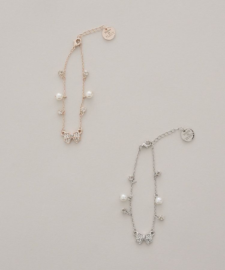 Maison de FLEUR「【サイズ調節可】リボンパールブレスレット」|ブレスレット・バングル|