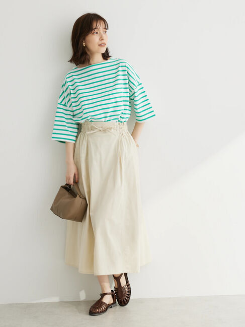  「ボーダーボートネック7分袖プルオーバー」|Tシャツ・カットソー|