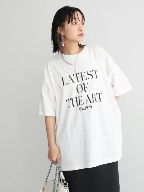 Green Parks「キレイ目ロゴ半袖チュニック」|チュニック|Off White