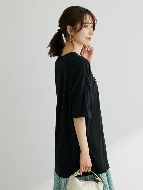 Green Parks「キレイ目ロゴ半袖チュニック」|チュニック|