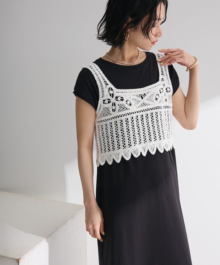 Green Parks「SET2点クロシェベスト＋ワンピース」|ワンピース|