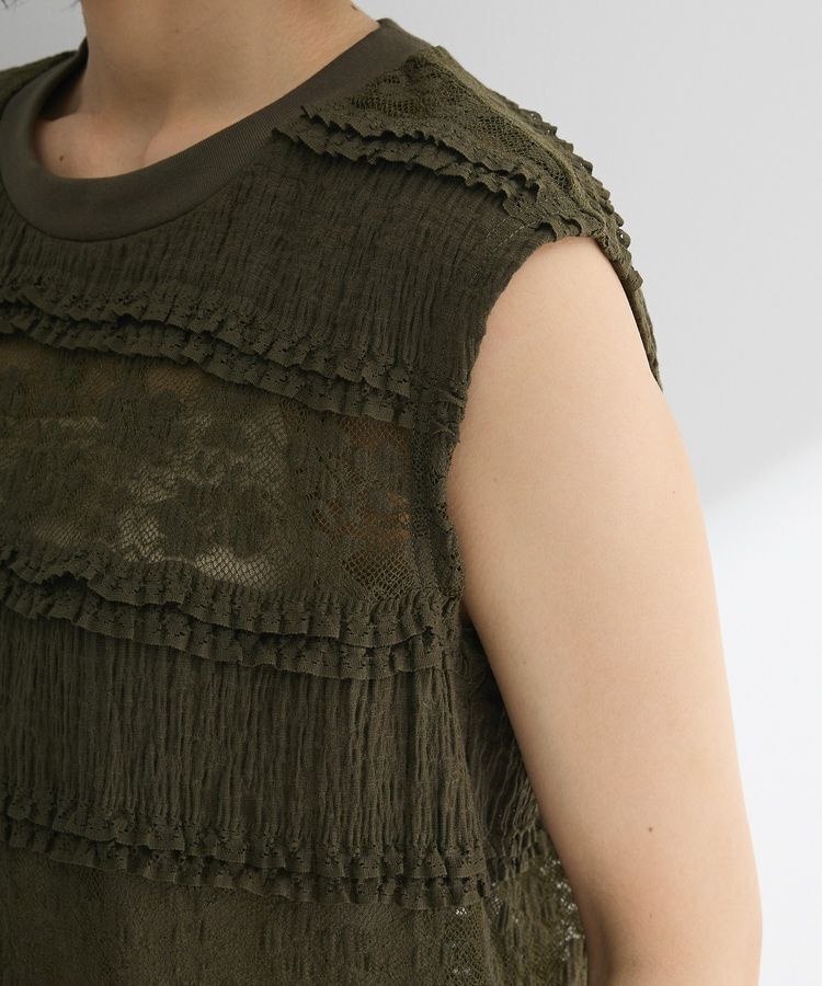 Green Parks「・SUGAR SPOON フリルレースノースリーブ」|Tシャツ・カットソー|