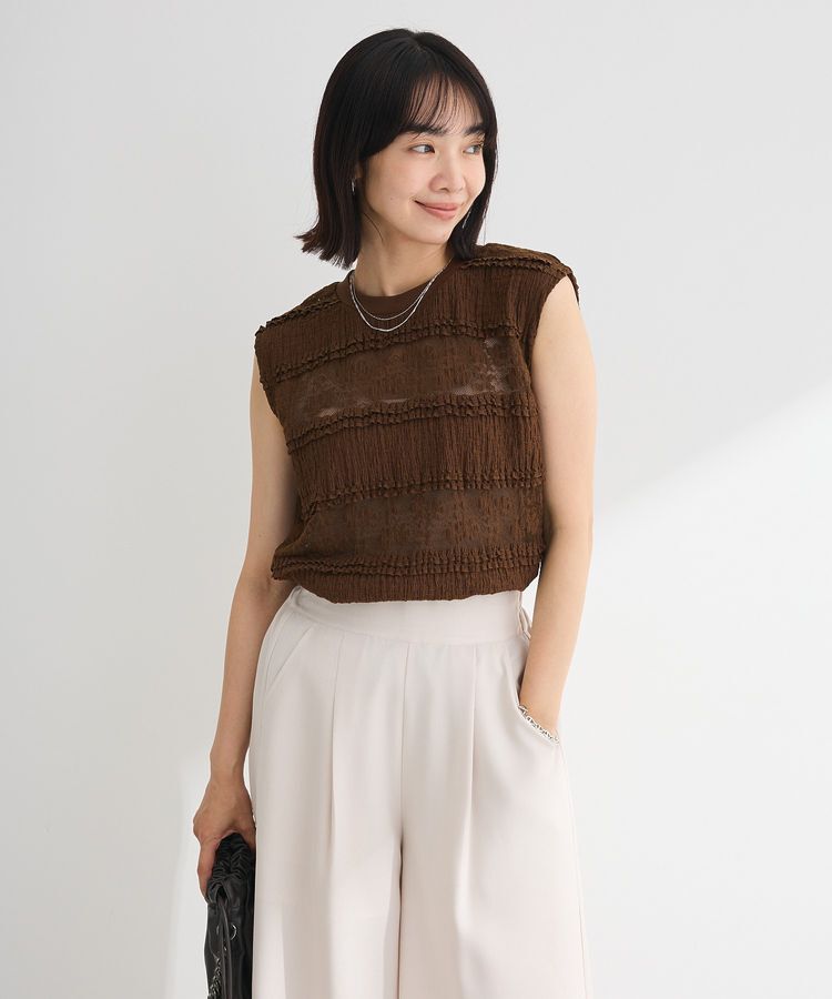 Green Parks「・SUGAR SPOON フリルレースノースリーブ」|Tシャツ・カットソー|Brown