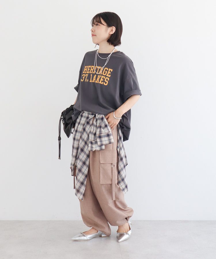 Green Parks「カレッジロゴ刺繍5分袖チュニック」|チュニック|