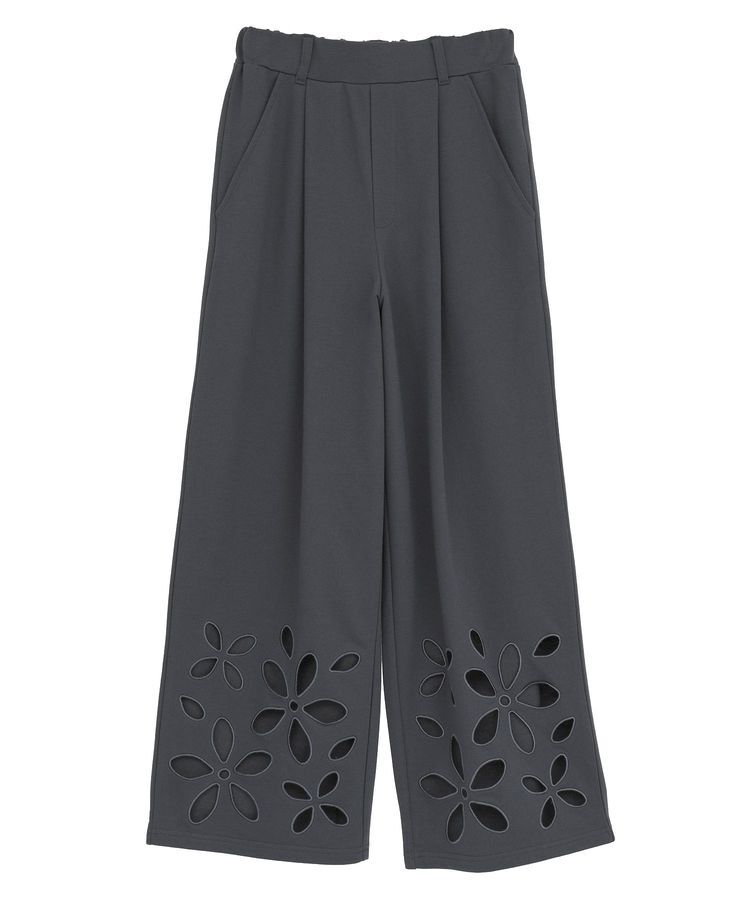 AnriettMusee「フラワーくり抜き刺繍スウェットワイドパンツ」|その他|