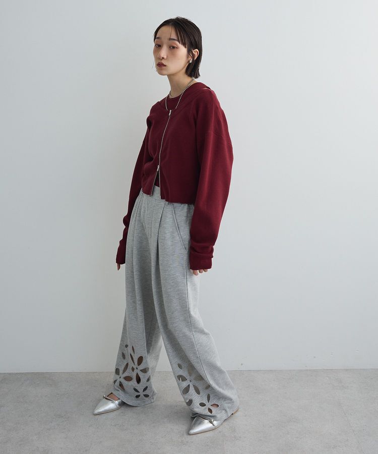 AnriettMusee「フラワーくり抜き刺繍スウェットワイドパンツ」|その他|