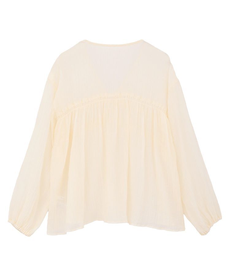 Green Parks「Vネックフリルシアープリーツブラウス」|シャツ・ブラウス|