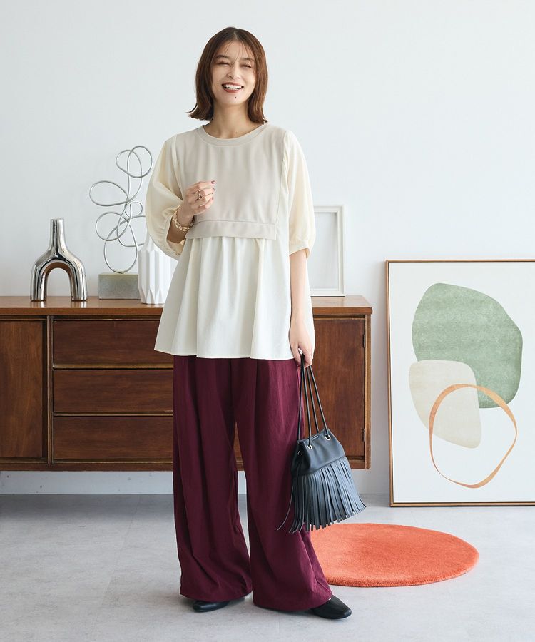 Green Parks「ベスト風7分袖ドッキングプルオーバー」|Tシャツ・カットソー|