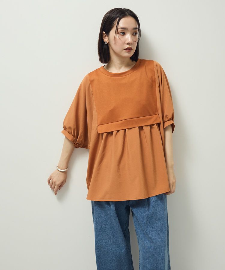 Green Parks「ベスト風7分袖ドッキングプルオーバー」|Tシャツ・カットソー|