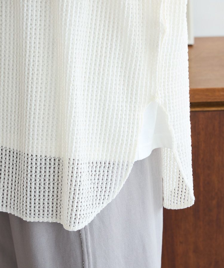 Green Parks「メッシュ長袖ゆるカットプルオーバー」|Tシャツ・カットソー|