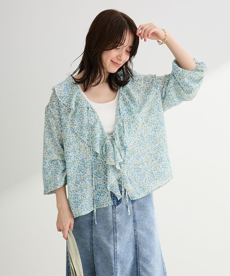 Green Parks「花柄フリルブラウス」|シャツ・ブラウス|