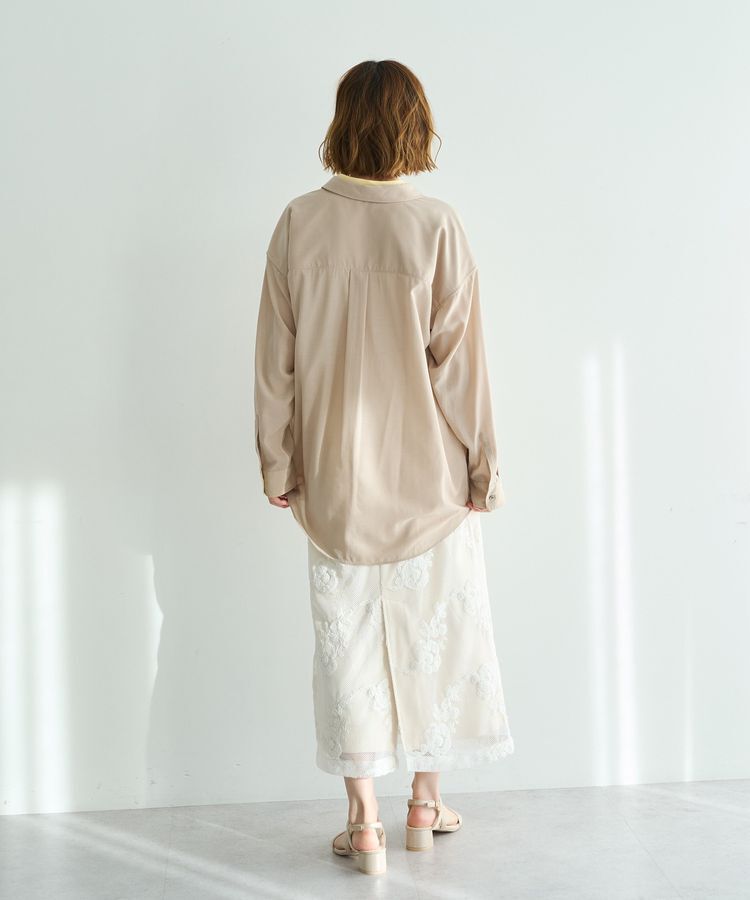 YECCA VECCA「フラワー柄刺繍メッシュスカート」|スカート|