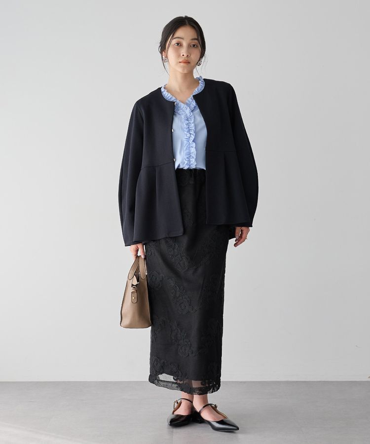 YECCA VECCA「フラワー柄刺繍メッシュスカート」|スカート|