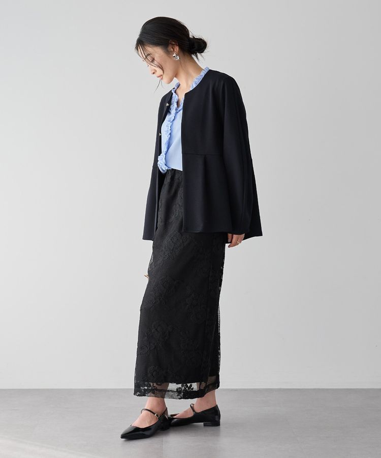 YECCA VECCA「フラワー柄刺繍メッシュスカート」|スカート|