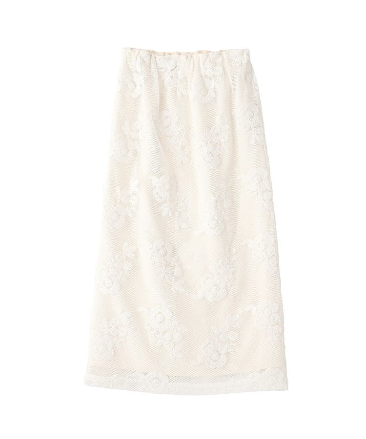YECCA VECCA「フラワー柄刺繍メッシュスカート」|スカート|