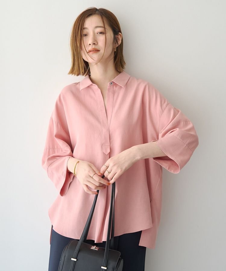 Editt by YECCA VECCA「バルーン袖スキッパーシャツ」|シャツ・ブラウス|Pink