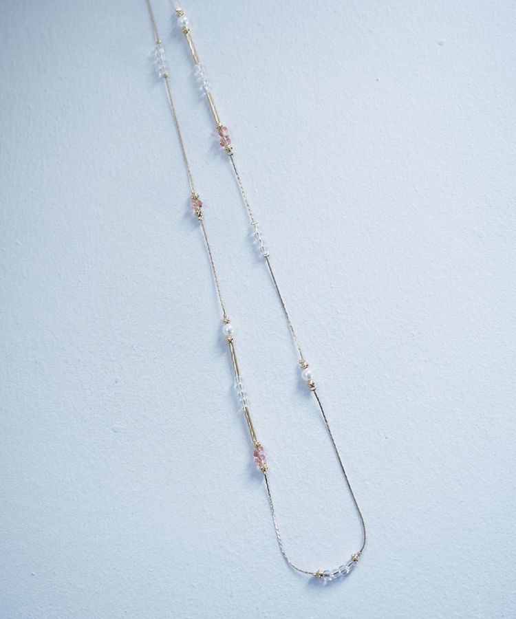 YECCA VECCA「ガラスMIXロングネックレス」|ネックレス|Gold