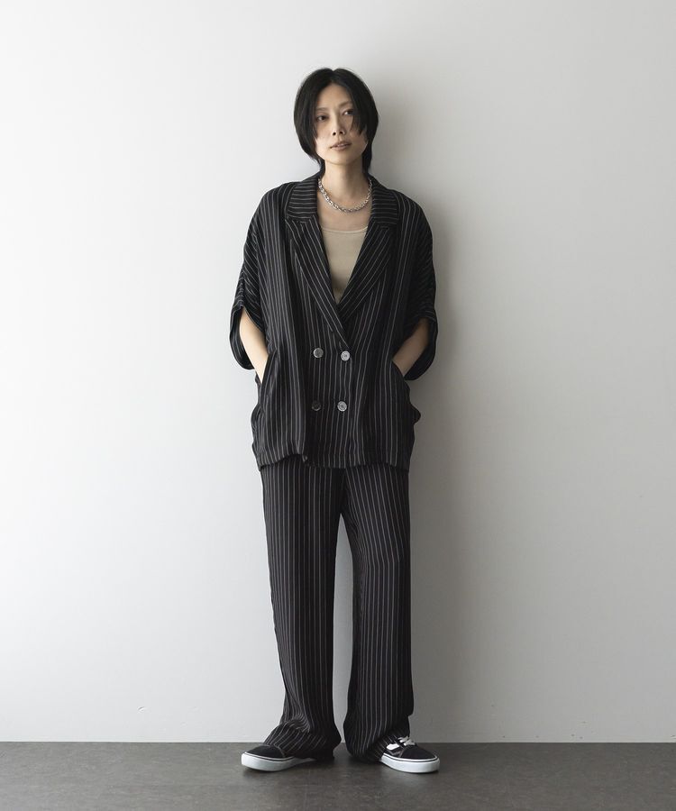 GARAGE OF GOOD CLOTHING「ストライプ半袖ジャケット」|テーラードジャケット|