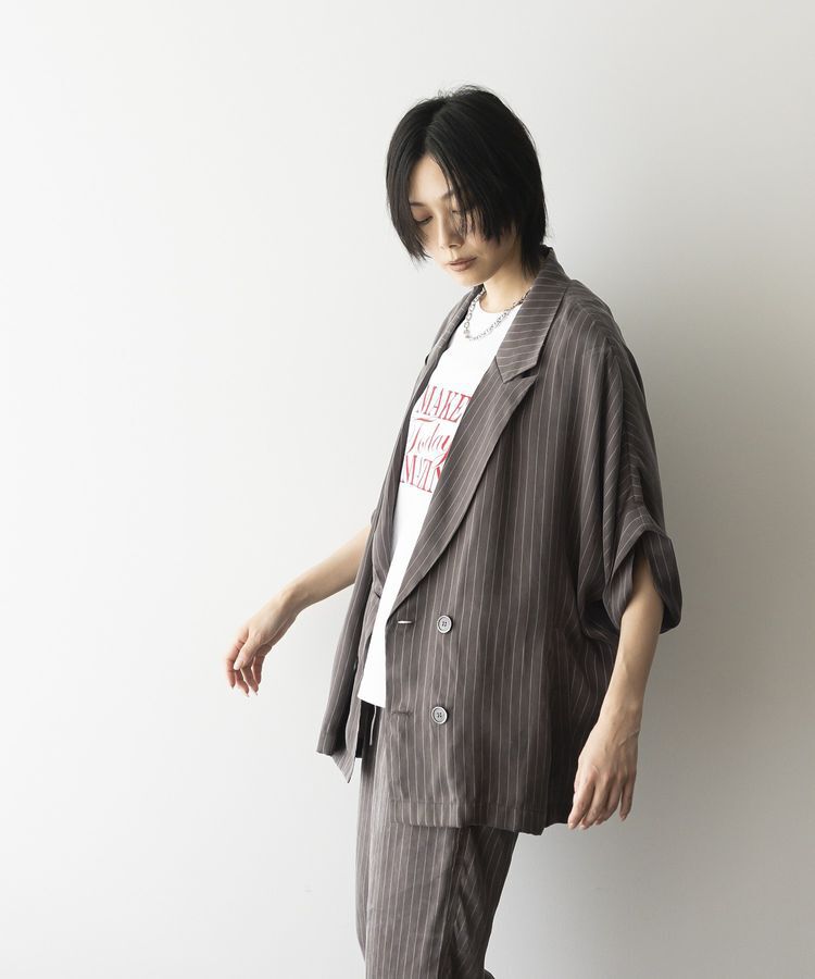 GARAGE OF GOOD CLOTHING「ストライプ半袖ジャケット」|テーラードジャケット|