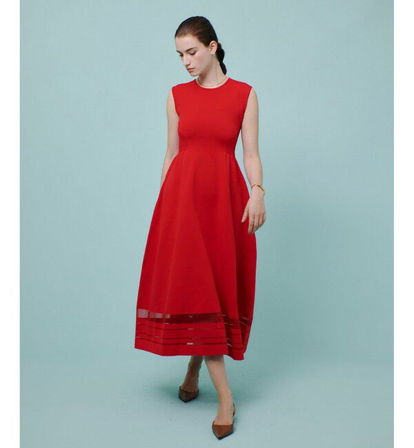 allureville「◇ ウエストマークリブワンピース」|ワンピース|レッド