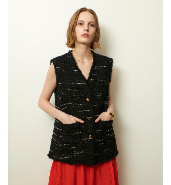 allureville「ジオリカツィードフリンジジレ」|ベスト・ジレ|