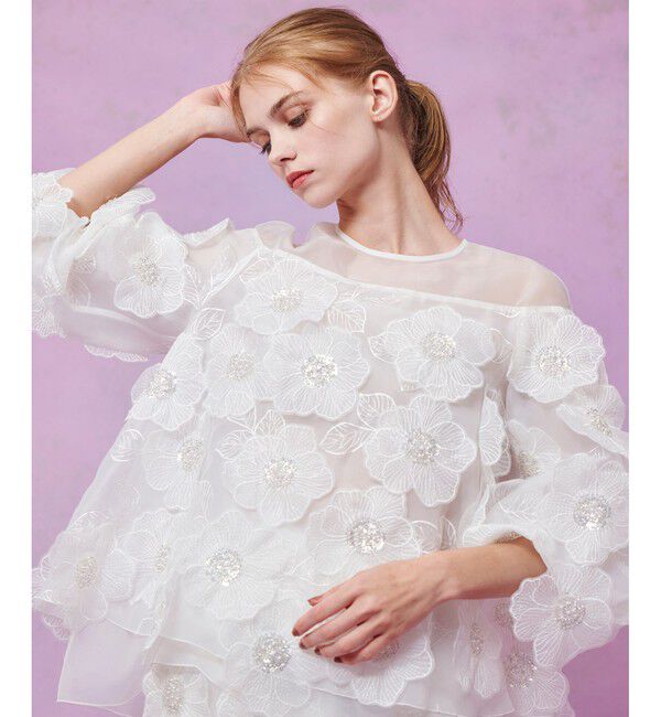 LOULOU WILLOUGHBY「【LOULOU WILLOUGHBY】オーガンフラワーブラウス」|シャツ・ブラウス|