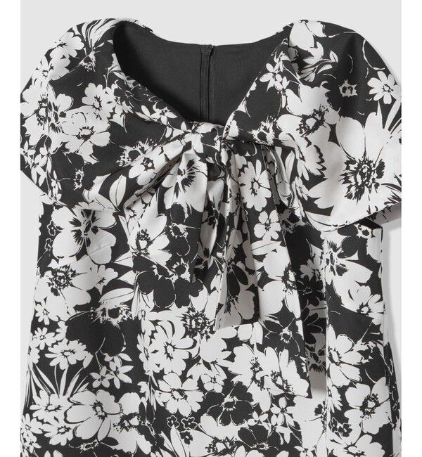 LOULOU WILLOUGHBY「【LOULOU WILLOUGHBY】モノトーンフラワープリントリボンワンピース」|ワンピース|