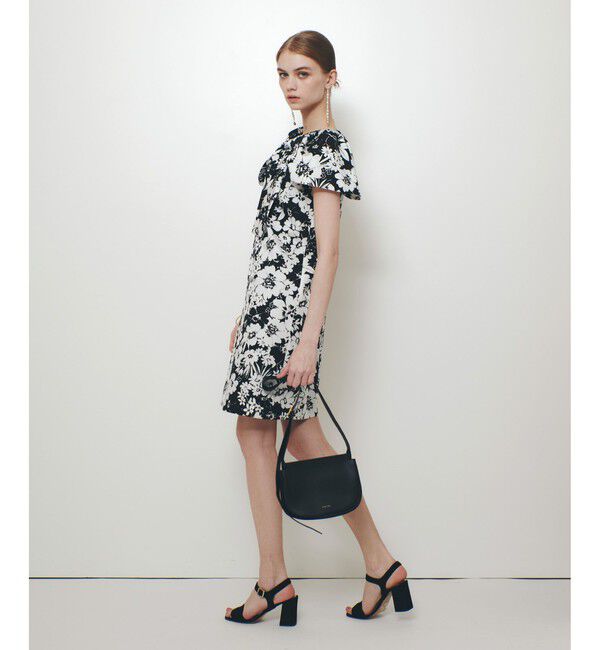 LOULOU WILLOUGHBY「【LOULOU WILLOUGHBY】モノトーンフラワープリントリボンワンピース」|ワンピース|