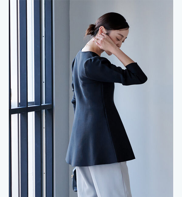 ur's「【星玲奈さんコラボアイテム】パフスリーブペプラムニットトップス」|ニット・セーター|