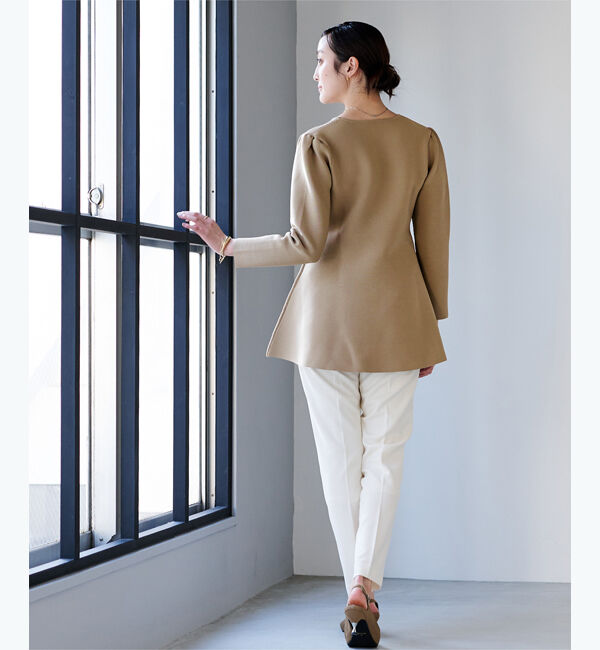 ur's「【星玲奈さんコラボアイテム】パフスリーブペプラムニットトップス」|ニット・セーター|