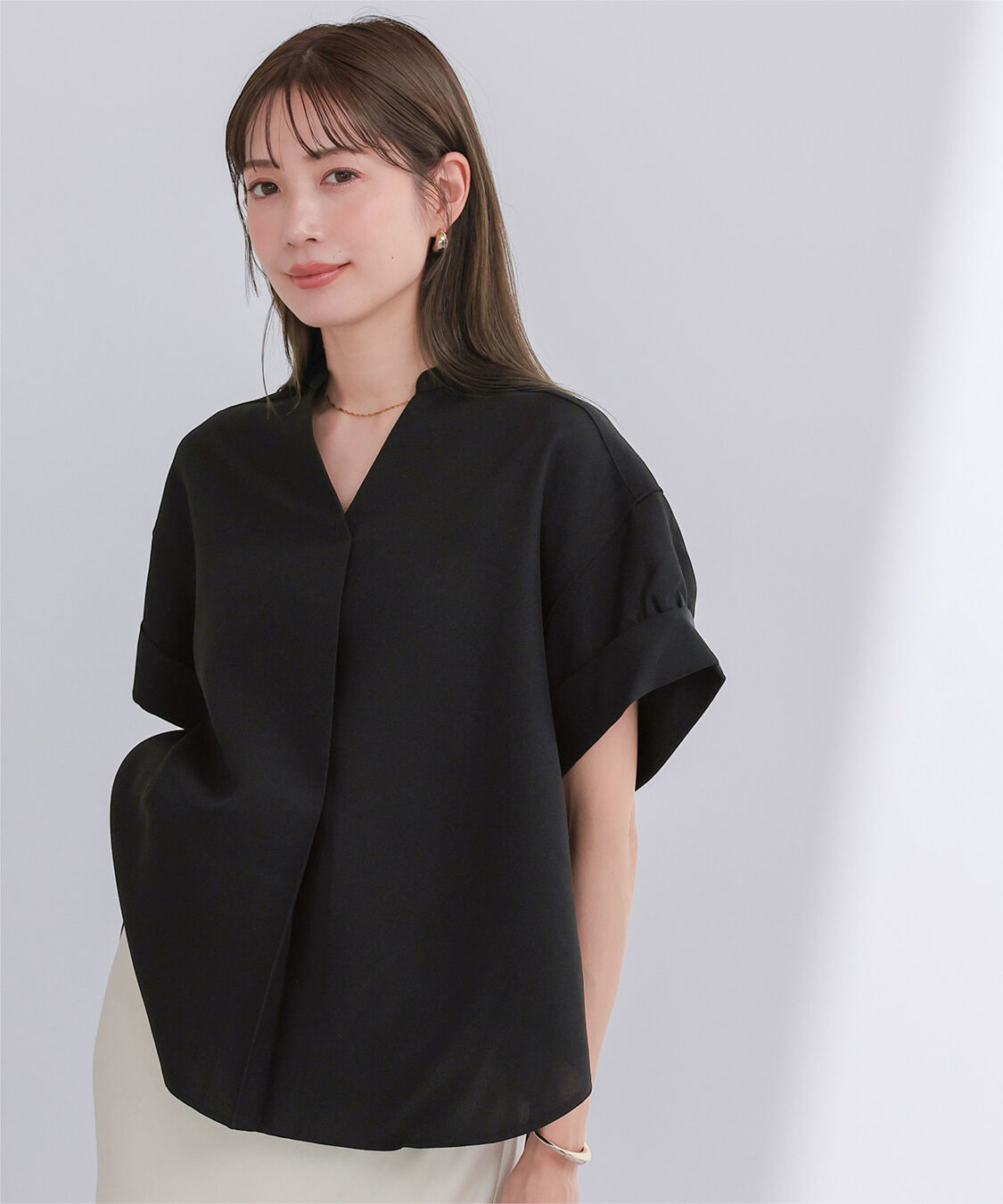ur's「リネンライクワイドスリーブスキッパーシャツ」|シャツ・ブラウス|ブラック