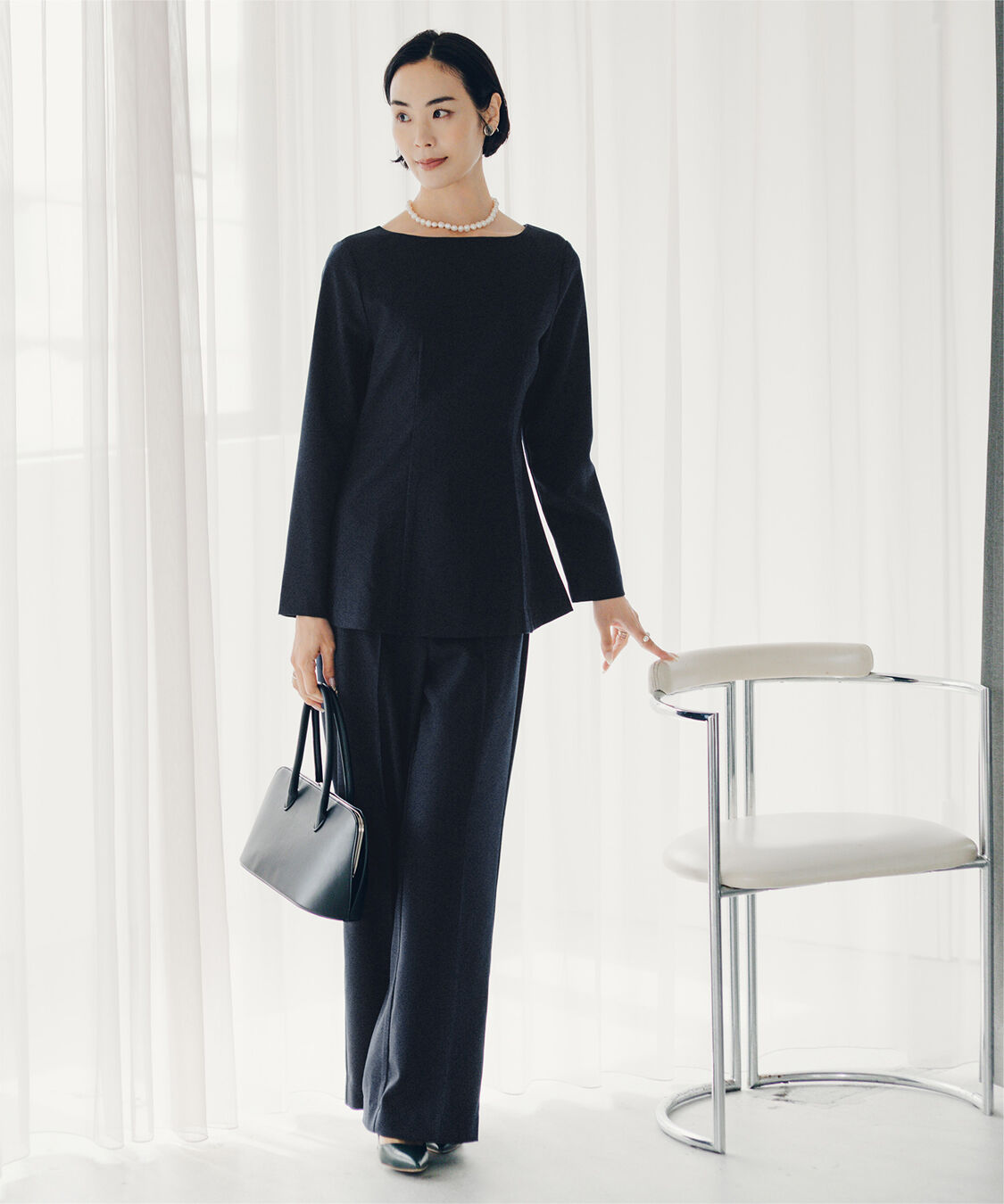 ur's「【小林有里さんコラボアイテム】ボートネックペプラムブラウス」|シャツ・ブラウス|