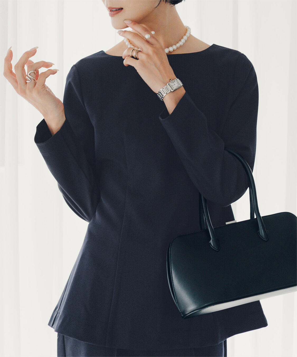 ur's「【小林有里さんコラボアイテム】ボートネックペプラムブラウス」|シャツ・ブラウス|