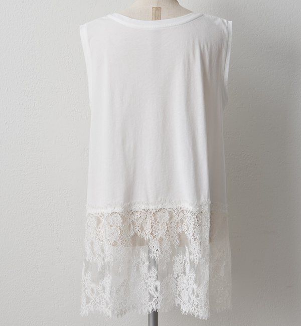  「レースヘムノースリーブカットソー」|キャミソール|