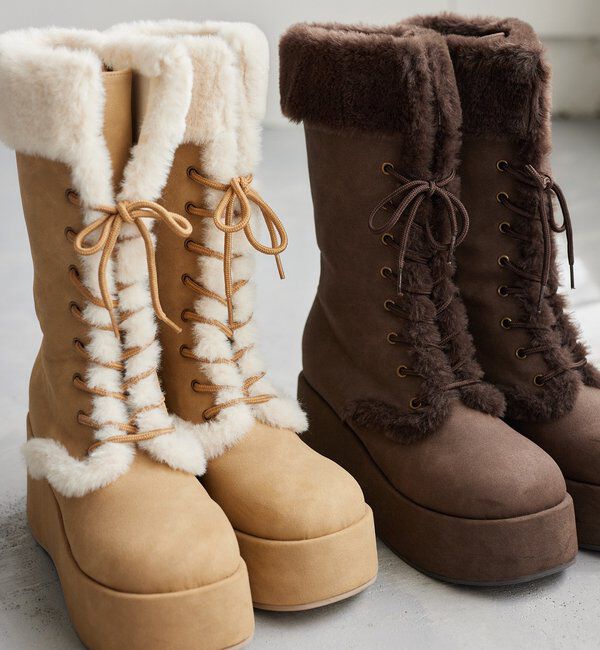  「マイナス３キロレースアップムートンブーツ」|その他|