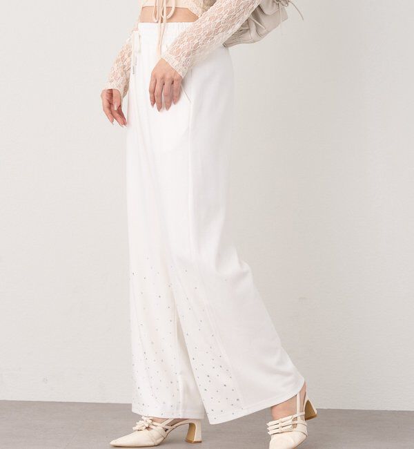  「セットアップ対応／裾ビジューカットパンツ」|その他|