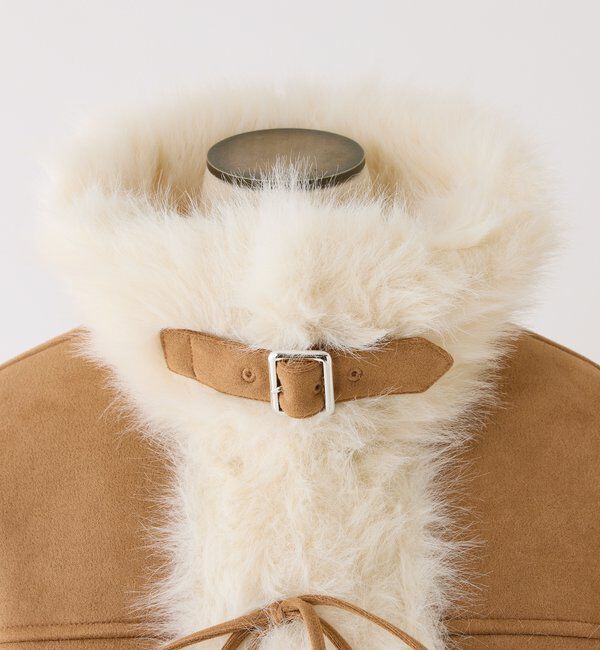  「【リボン取り外し可能】フェイクムートンリボンアウター」|ダウンベスト・ベスト|