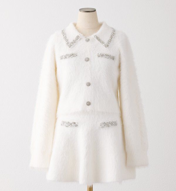  「ビジュー付フェザーニットセットアップ」|ワンピース|