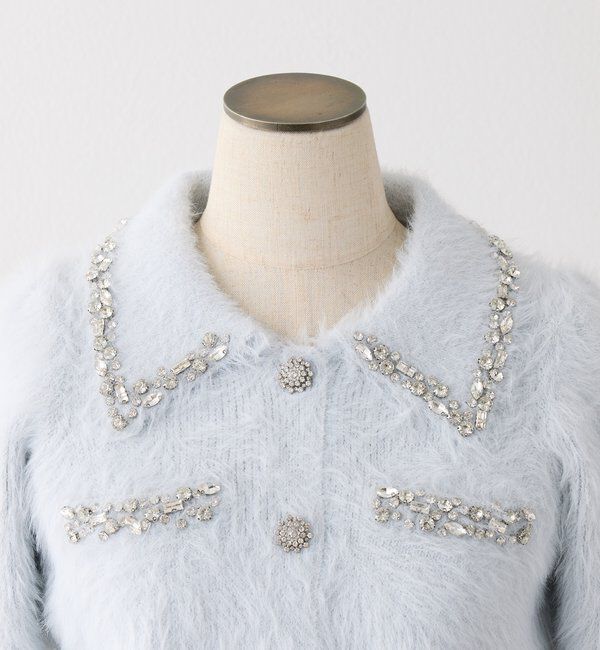  「ビジュー付フェザーニットセットアップ」|ワンピース|