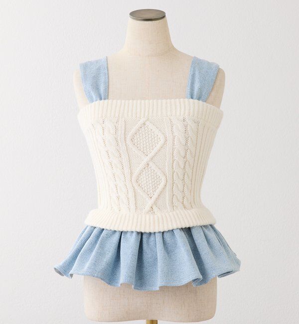  「【Denim Collection】肩リボンビスチェ」|シャツ・ブラウス|