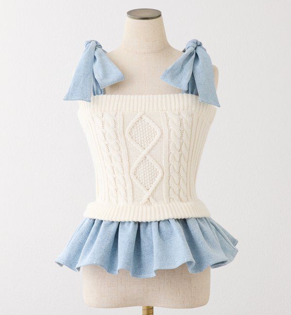  「【Denim Collection】肩リボンビスチェ」|シャツ・ブラウス|