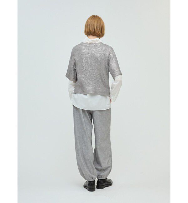 mizuiro ind「mizuiro ind 箔プリントハーフスリーブプルオーバー」|ニット・セーター|