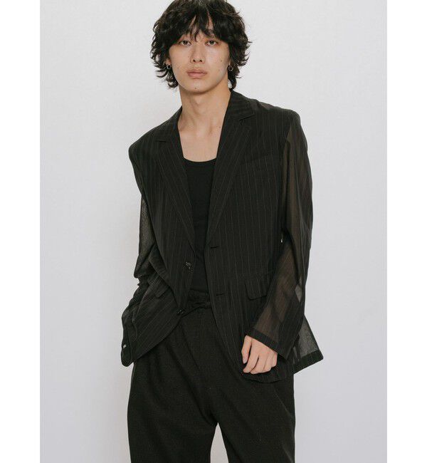 MIDIUMISOLID「MIDIUMISOLID Men&rsquo;s シアーストライプジャケット」|テーラードジャケット|