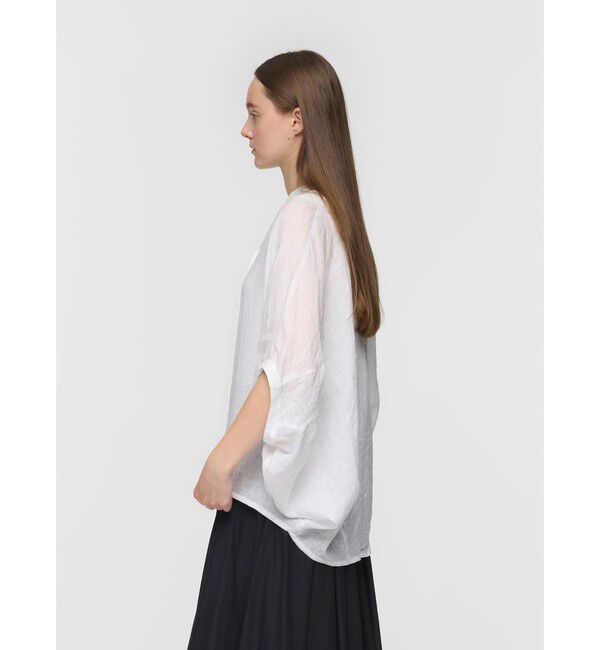 mizuiro ind「mizuiro ind リネンスタンドカラーコクーンシャツ」|シャツ・ブラウス|