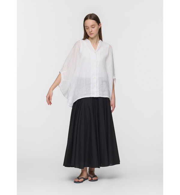 mizuiro ind「mizuiro ind リネンスタンドカラーコクーンシャツ」|シャツ・ブラウス|