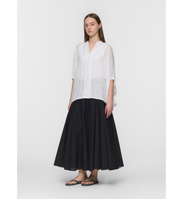 mizuiro ind「mizuiro ind リネンスタンドカラーコクーンシャツ」|シャツ・ブラウス|