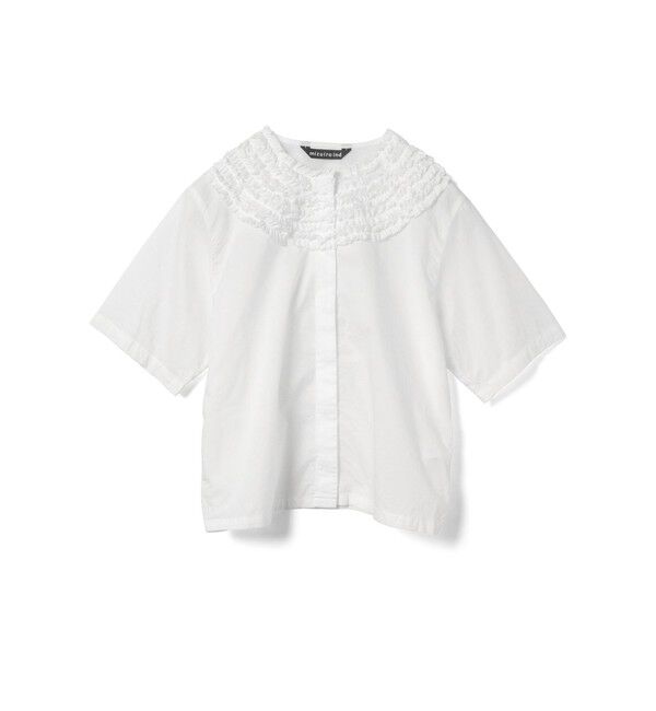 mizuiro ind「mizuiro ind フリルデザインクルーネックシャツ」|シャツ・ブラウス|